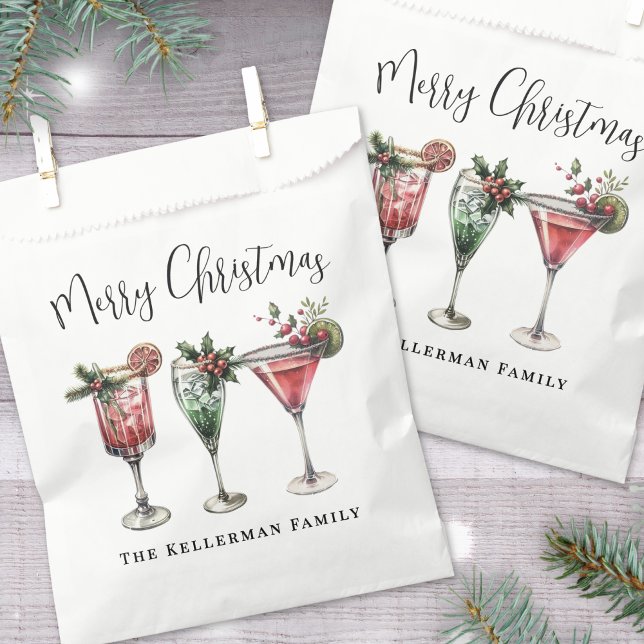 Festive Christmas Favor Bag (Festive Merry Christmas Cocktail Favor Bag)