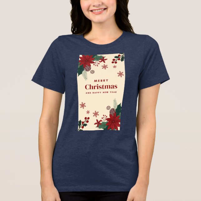  Festive Christmas Flower T-Shirt – Bring Holiday  Tri-Blend Shirt (Front)
