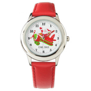 Festive Christmas flying Santa add name kids Watch