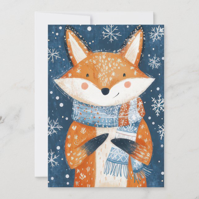 Festive Christmas Fox Greeting Card (Front)