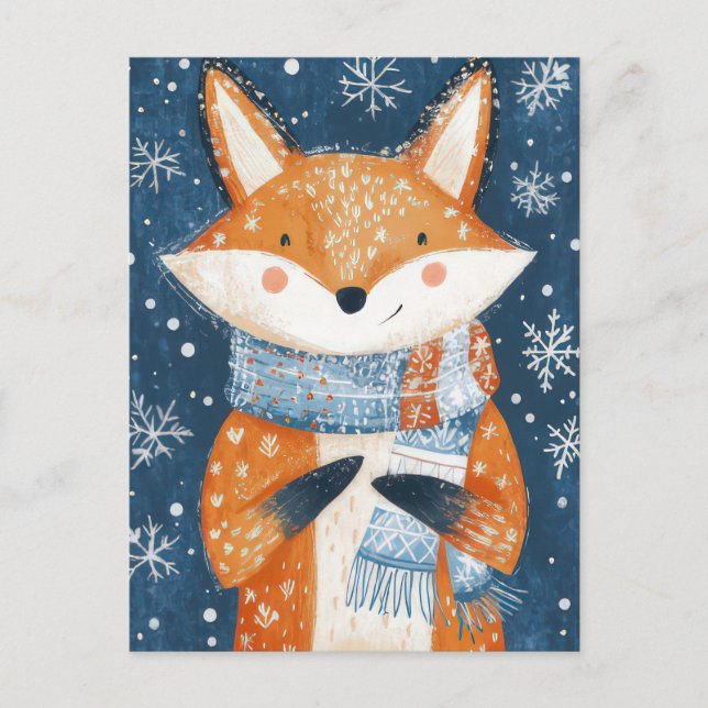 Festive Christmas Fox Greeting Card (Front)