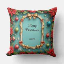 Festive Christmas Frame with Poinsettias