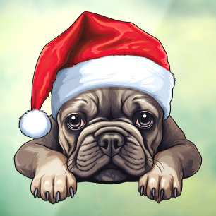 Festive Christmas French Bulldog Window Cling