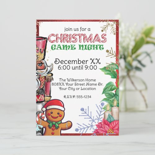 Festive Christmas Game Night Party Invitation