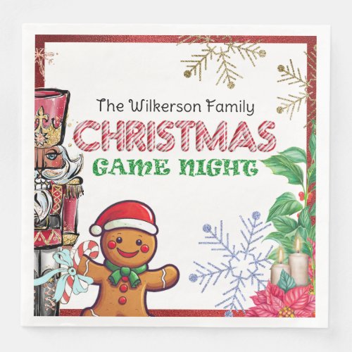 Festive Christmas Game Night Party Paper Dinner Napkins