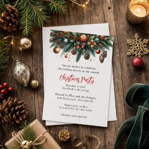 Festive Christmas Garland Holiday Party   Invitation