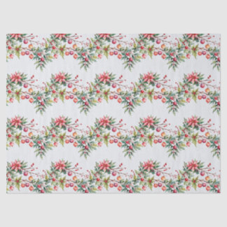 Festive Christmas Garland in Watercolor Tissue Paper