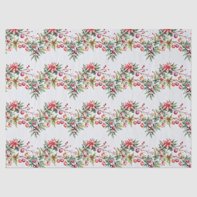 Festive Christmas Garland in Watercolor Tissue Paper (Front)