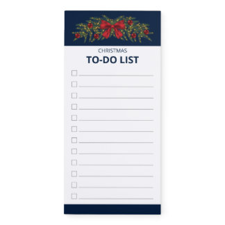 Festive Christmas Garland On Blue To-Do List Magnetic Notepad