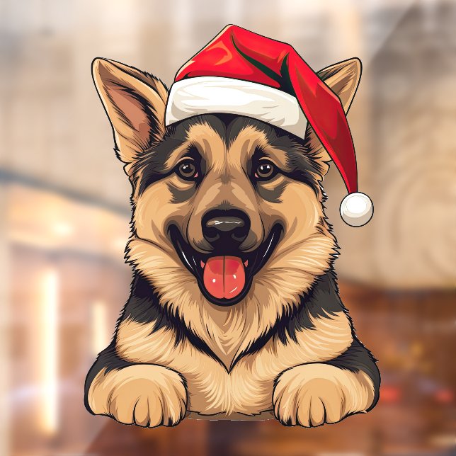 Festive Christmas German Shepherd Window Cling (Sheet 2)