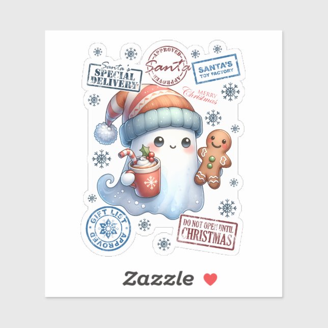Festive Christmas Ghost Sticker (Sheet)