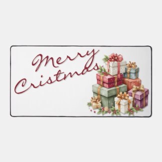 Festive Christmas Gift Boxes Artwork Desk Mat
