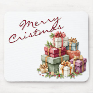 Festive Christmas Gift Boxes Artwork Mouse Pad