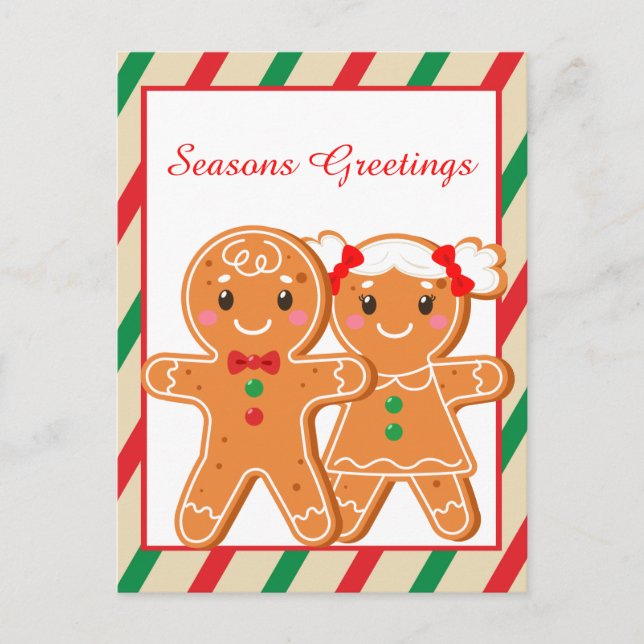 Festive Christmas gingerbread add text Holiday Postcard (Front)
