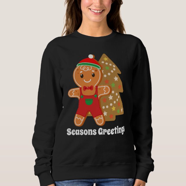Festive Christmas gingerbread add text Sweatshirt (Front)