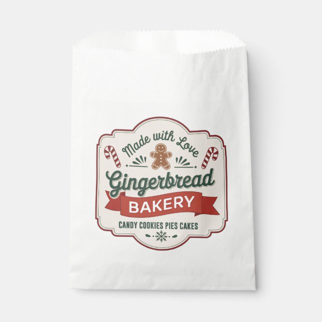 Festive Christmas gingerbread bakery Favor Bag (Front)