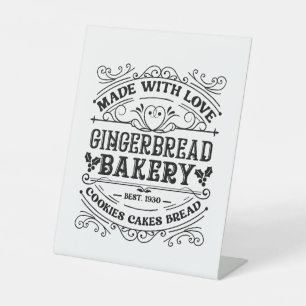 festive Christmas gingerbread bakery Pedestal Sign