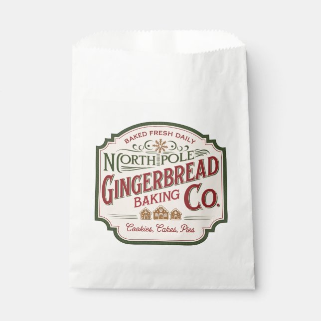 Festive Christmas gingerbread baking company Favor Bag (Front)