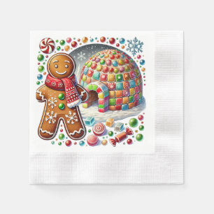 Festive Christmas gingerbread cookie party Napkins