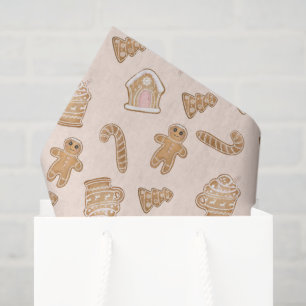 festive Christmas gingerbread cookie pattern Tissue Paper