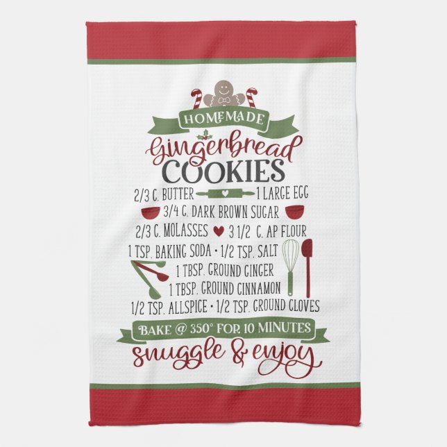 Festive Christmas gingerbread cookie recipe  Kitchen Towel (Vertical)