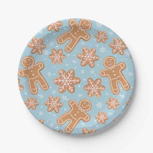 Festive Christmas Gingerbread Cookies Design Paper Plates