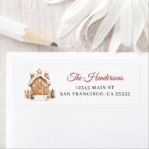 Festive Christmas Gingerbread Holiday Address Label