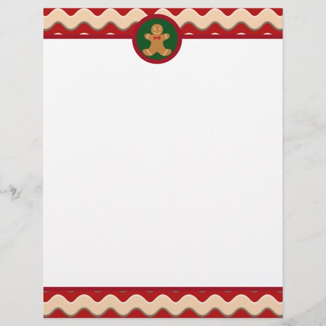 Festive Christmas gingerbread Holiday Letterhead (Front)