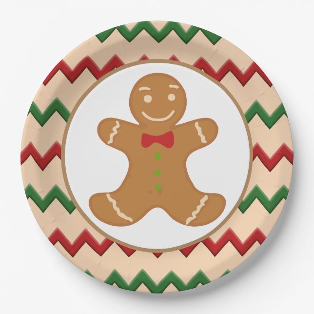 Festive Christmas gingerbread Holiday party plate (Front)