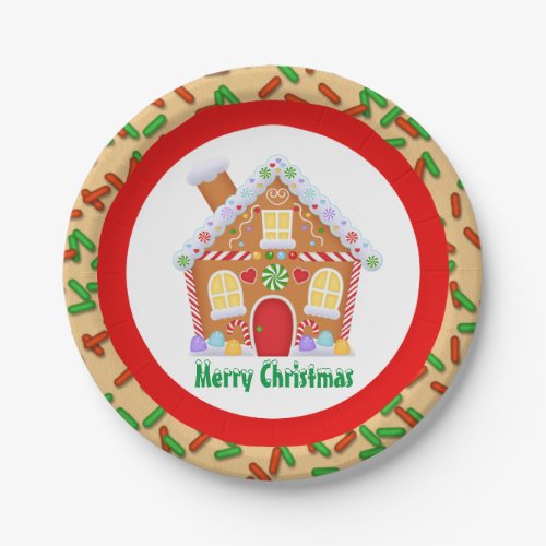 Festive Christmas gingerbread house add text plate