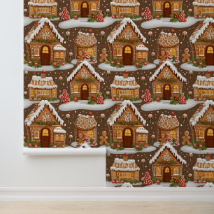 Festive Christmas gingerbread house Wallpaper