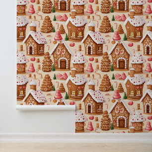 Festive Christmas gingerbread house Wallpaper