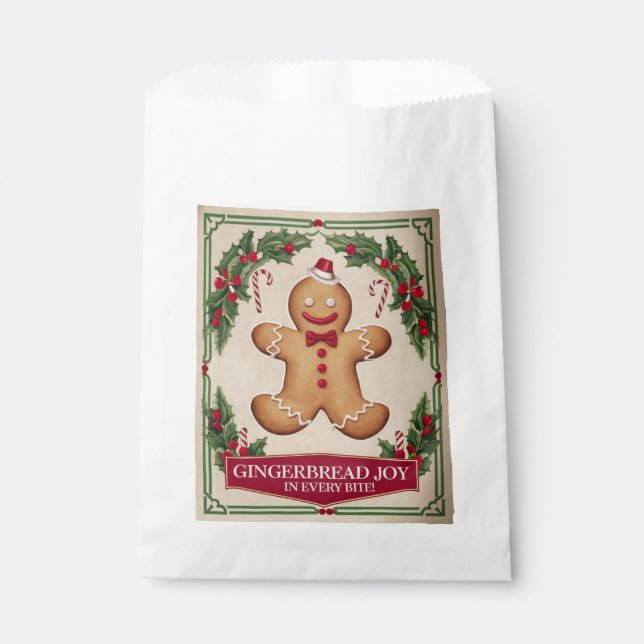 Festive Christmas Gingerbread joy party Favor Bag (Front)