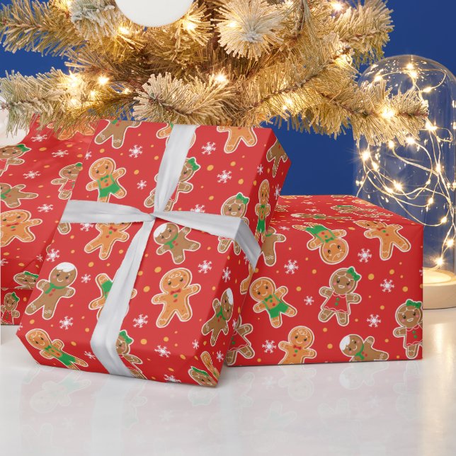 Festive Christmas gingerbread tiled pattern Wrapping Paper (Holidays)