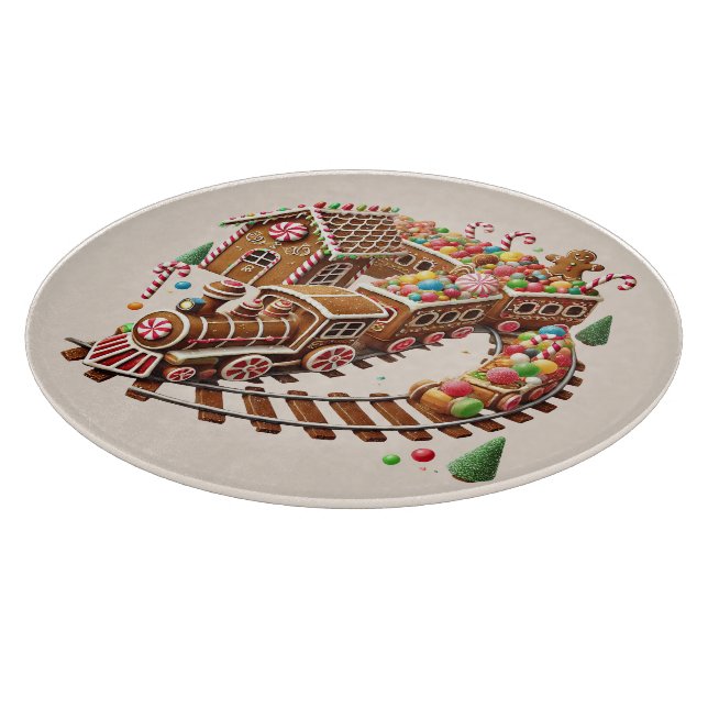 Festive Christmas gingerbread train  Cutting Board (Corner)