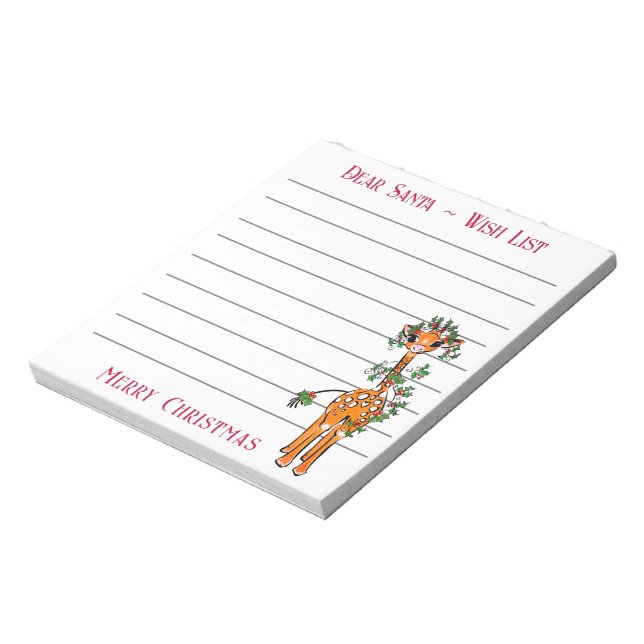 Festive Christmas giraffe, Santa’s wish list  Note (Rotated)