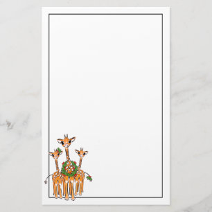 Festive Christmas Giraffes holly wreath  Stationery