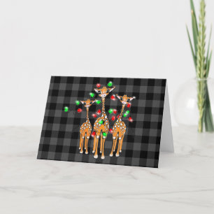 Festive Christmas Giraffes, red green lights Holiday Card