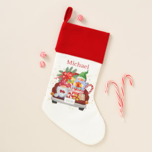Festive Christmas gnome car add name Stocking