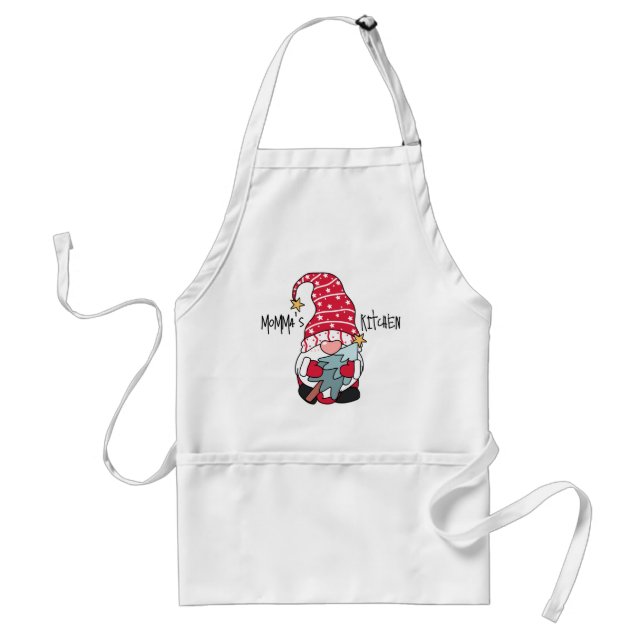 Festive Christmas Gnome Elf Holding Tree Custom Adult Apron (Front)