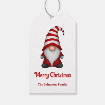 Festive Christmas Gnome Holiday Gift Tags by NoteworthyPrintables at Zazzle