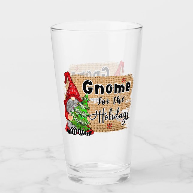 festive Christmas gnome Holiday Glass (Front)