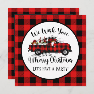 festive Christmas gnome Holiday Invitation