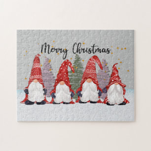 Festive Christmas gnome Holiday jigsaw puzzle