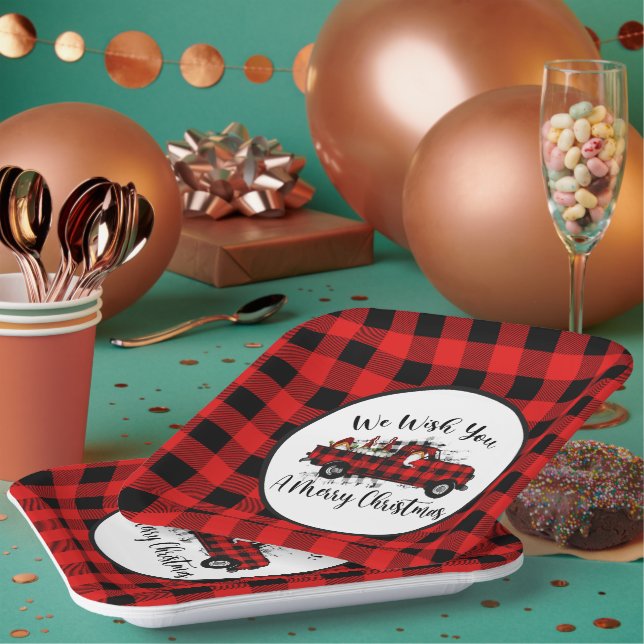 festive Christmas gnome Holiday  Paper Plates (Multi)