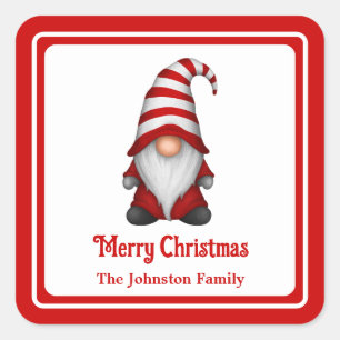 Festive Christmas Gnome Holiday Square Sticker