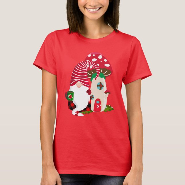 Festive Christmas gnome Holiday T-Shirt (Front)
