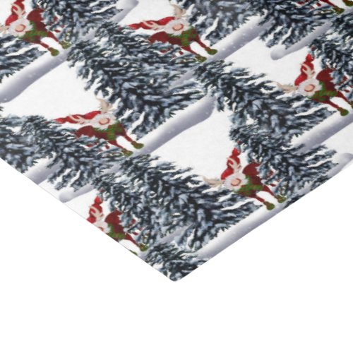 festive Christmas gnome moose tiled Tissue Paper