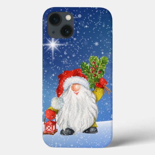 Festive Christmas gnome Santa Holiday iPhone 13 Case