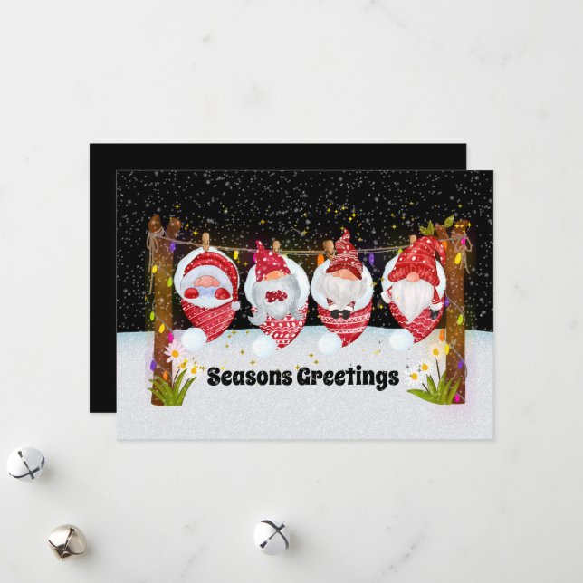 festive Christmas gnome snowman Holiday Card (Front/Back In Situ)